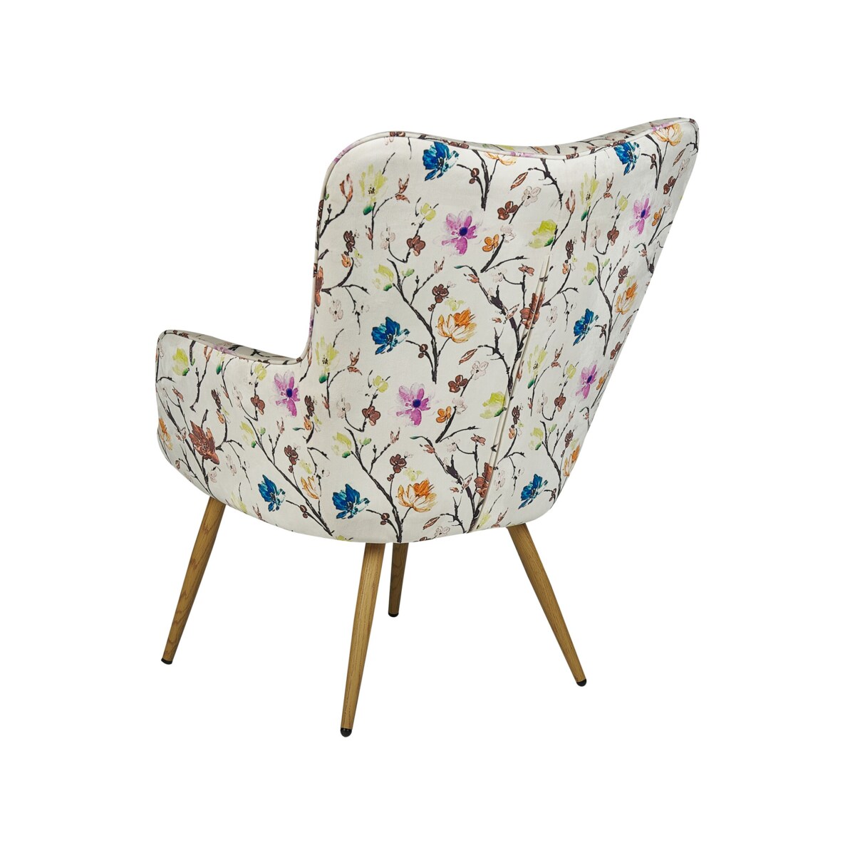 Fotel z podnóżkiem w kwiaty kremowy VEJLE