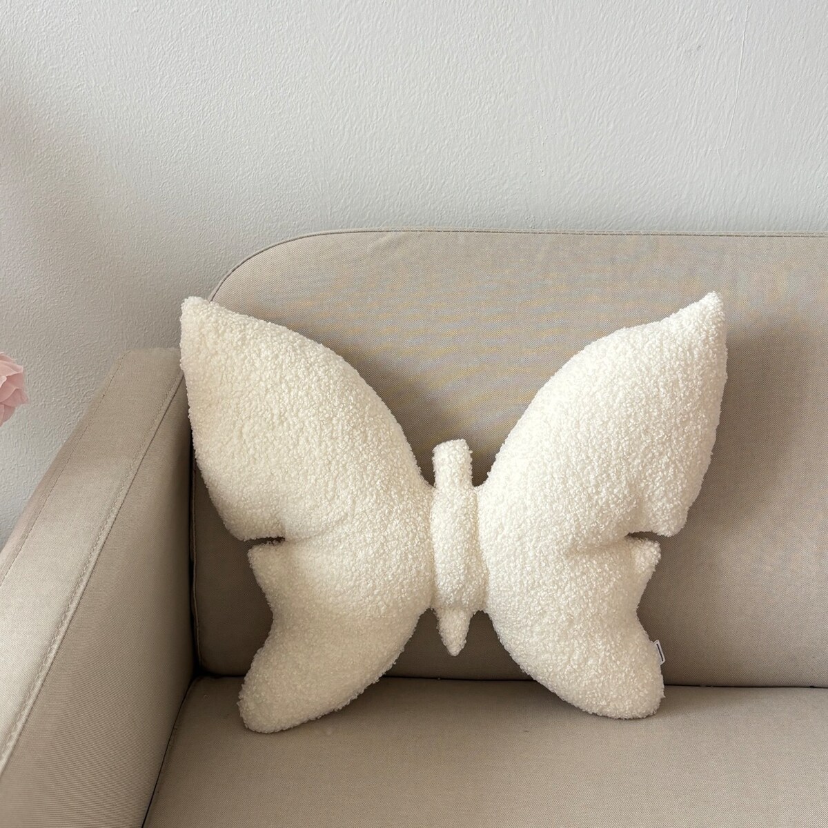 Poduszka dekoracyjna Motyl ecru boucle