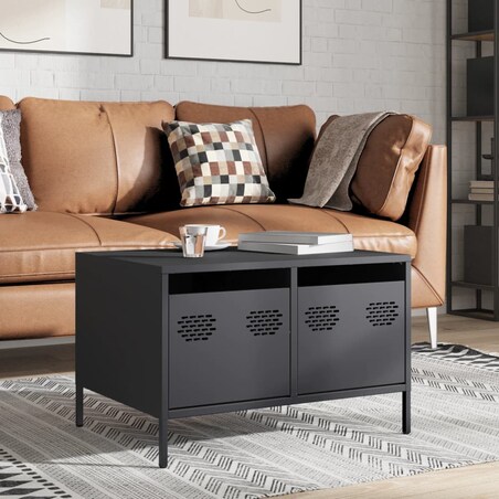 vidaXL Szafka RTV, czarna, 68x50x43,5 cm, stal walcowana na zimno