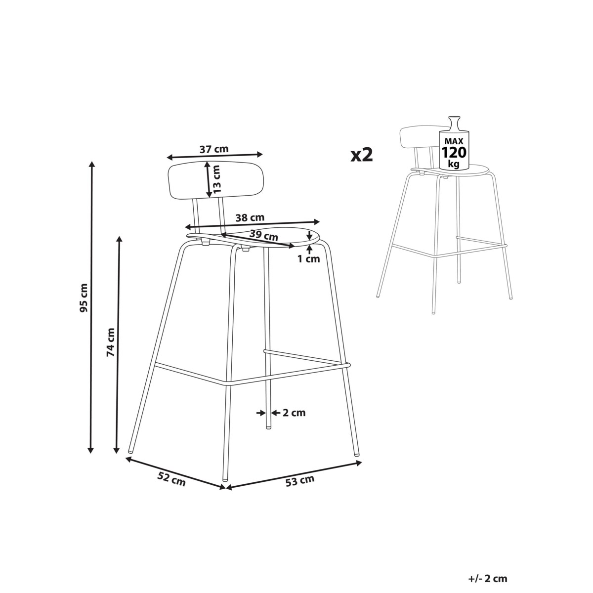 Zestaw 2 krzeseł barowych jasnozielony SIBLEY