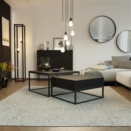 Stolik kawowy 2w1 czarny balt czarny stelaż ELEGANT
