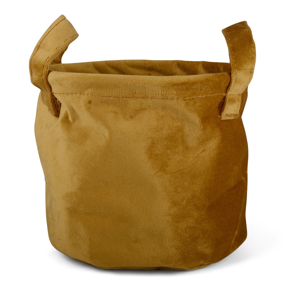 ORGANIZER AKSAMITNY na półkę MUSZTARDOWY śr. 16cm