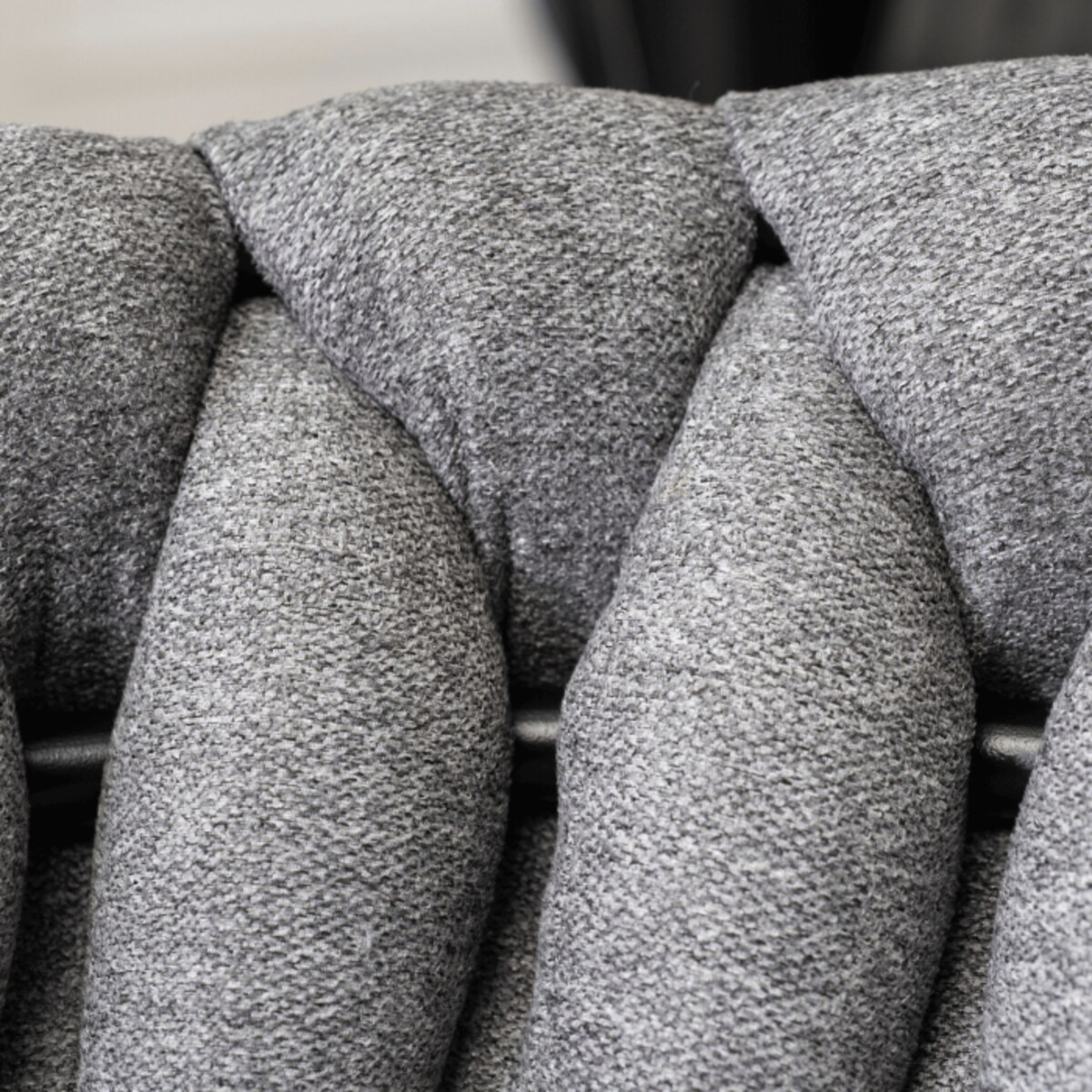 Krzesło Tapicerowane Szare Plecione Do Salonu Glamour EMPOLI