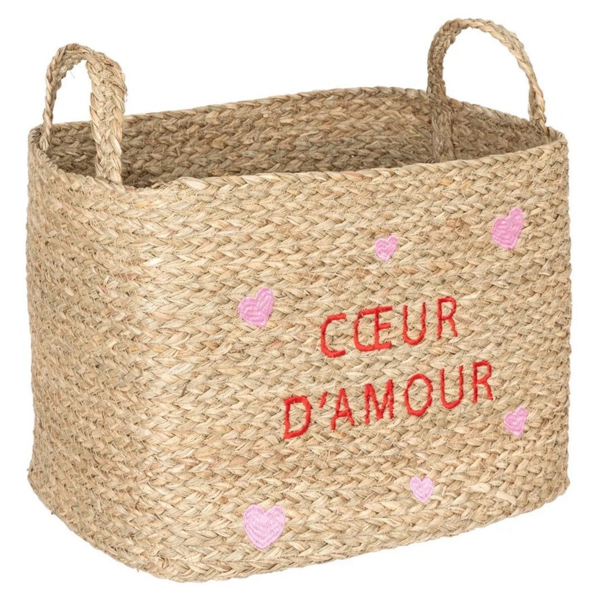 Kosze 3 szt. trawa morska z serduszkami