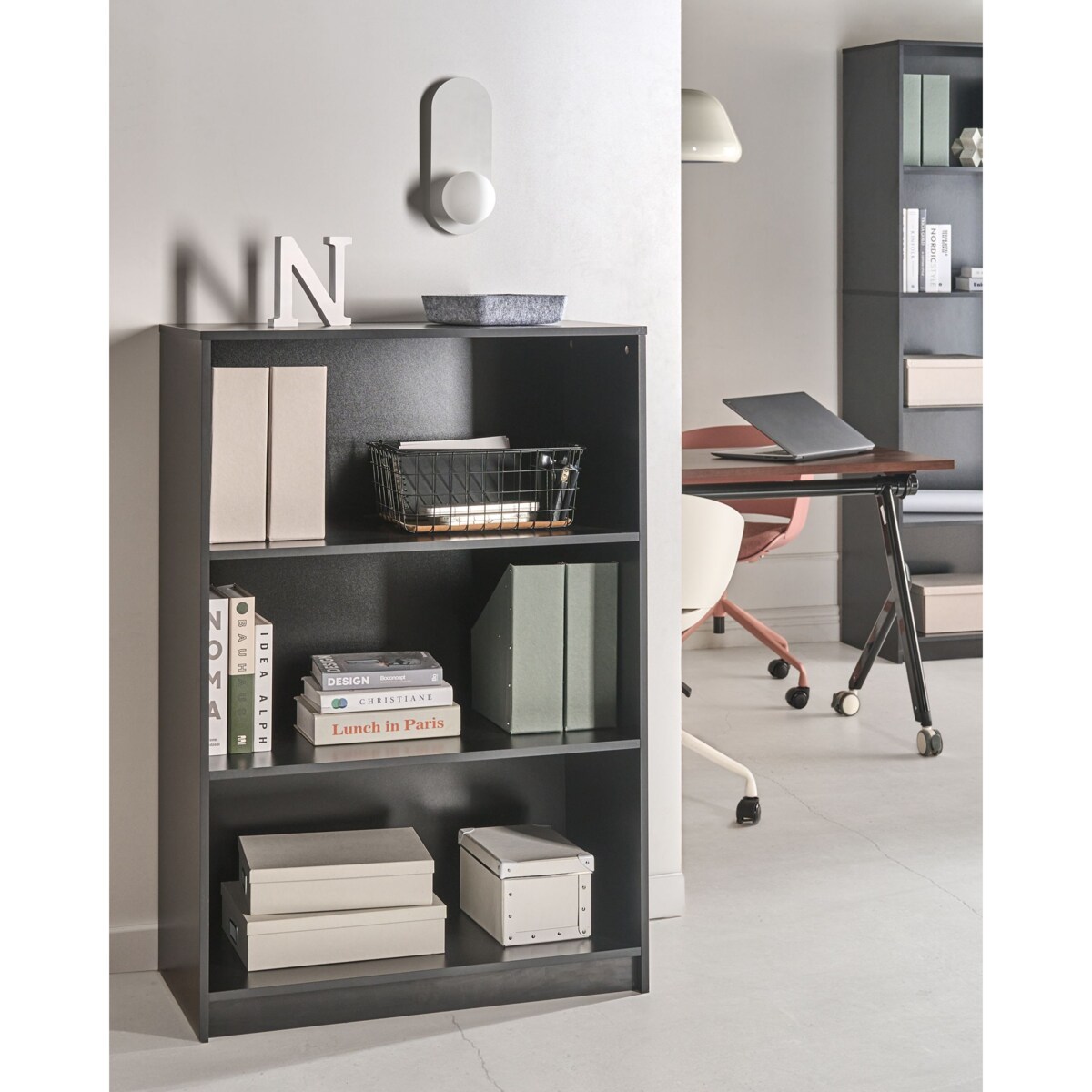 Regał na książki 3 półki ZEHNA 117 cm Czarny