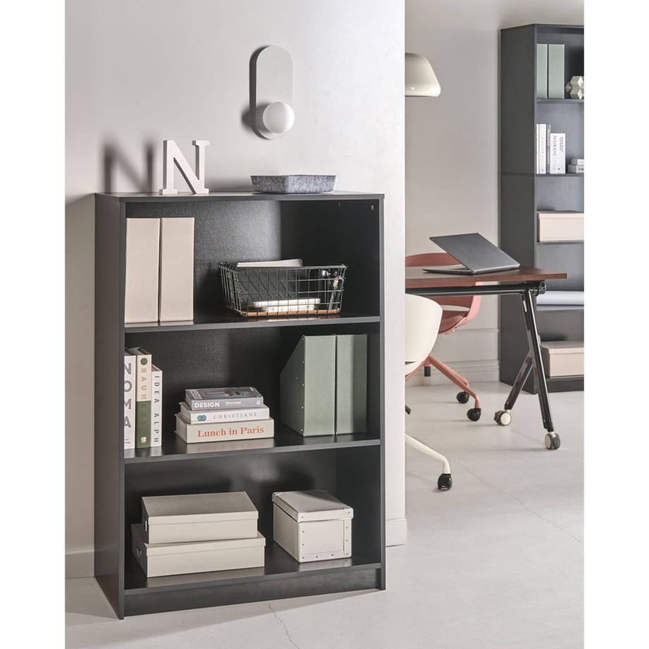 Regał na książki 3 półki ZEHNA 117 cm Czarny