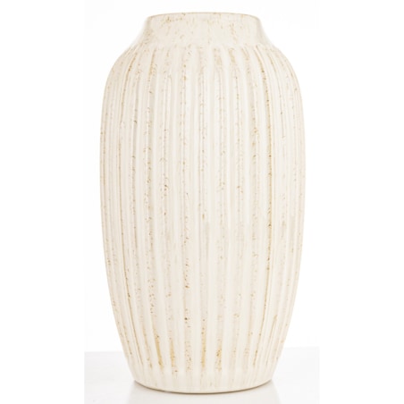 Osłonka wazon ceramiczny prążkowany 31x16x16 cm FIBI-2 biały