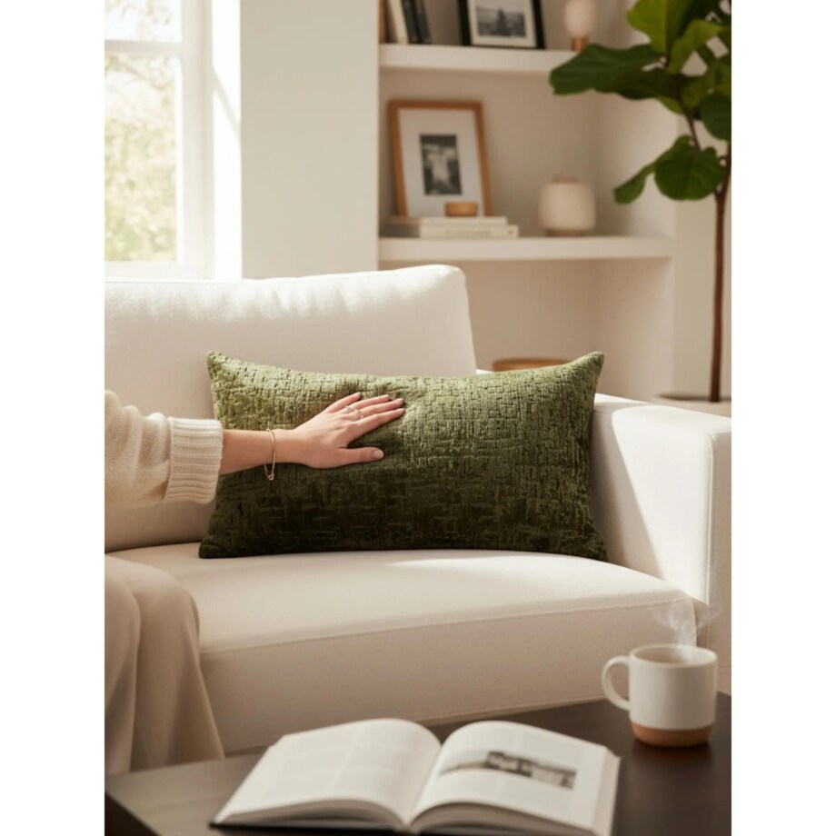 Ciemnozielona poduszka dekoracyjna 50x30 Bess - ciemna oliwka