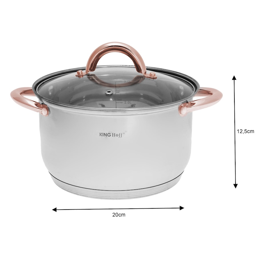 Zestaw garnków stalowych 6 ele. garnki na indukcję komplet Rosegold KINGHOFF