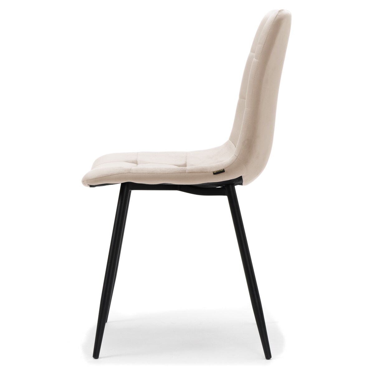 Krzesło tapicerowane pikowane welurowe do salonu jadalni PARMA beżowa