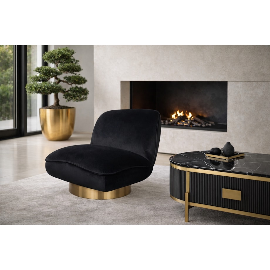 Fotel glamour czarny welurowy Monte Black Velvet