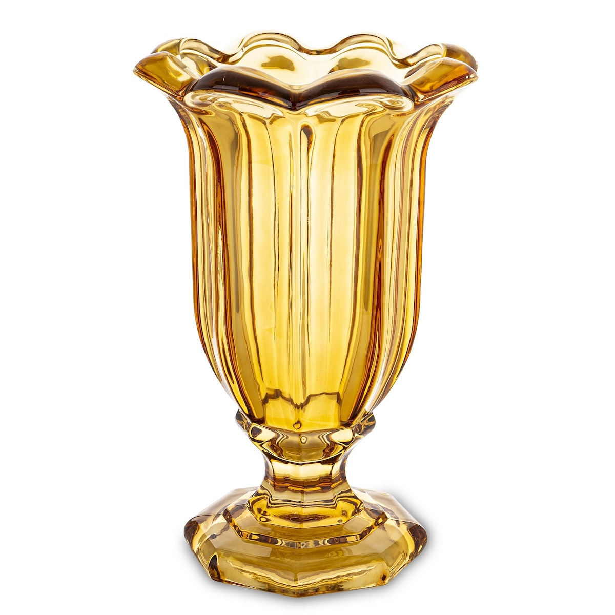 Wazon szklany 32x20x20 cm TAZZA-2 na nóżce bursztynowy