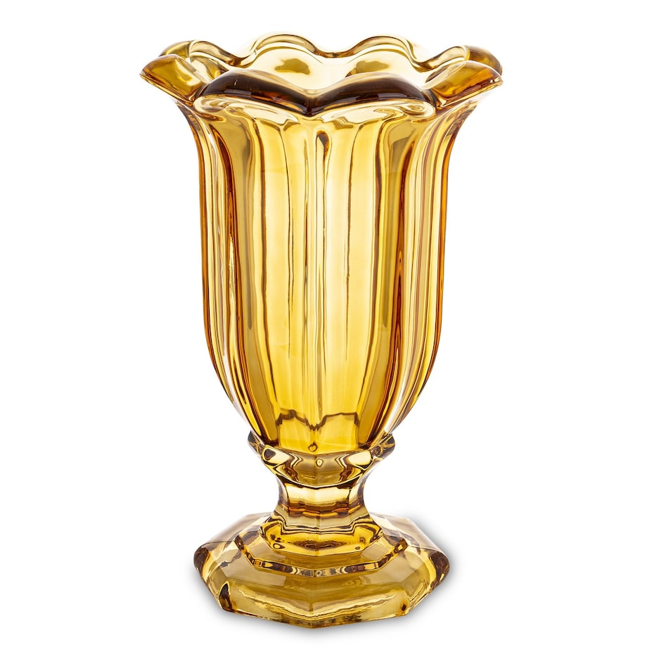 Wazon szklany 32x20x20 cm TAZZA-2 na nóżce bursztynowy