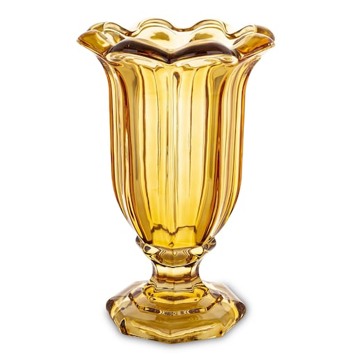 Wazon szklany 32x20x20 cm TAZZA-2 na nóżce bursztynowy
