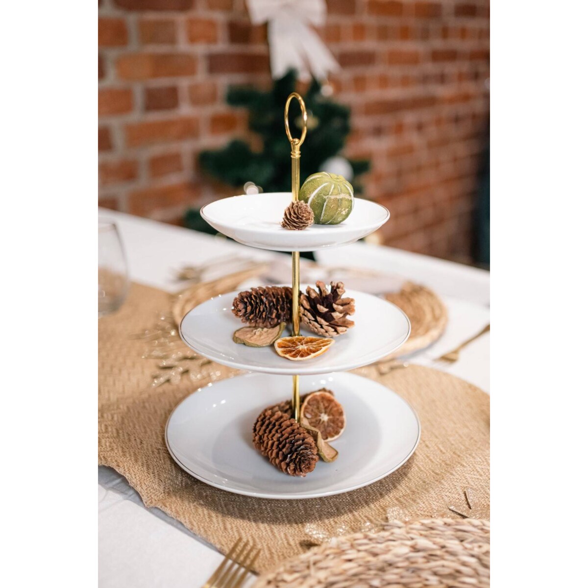 Patera na ciasto porcelanowa trzypoziomowa, EH Excellent Houseware