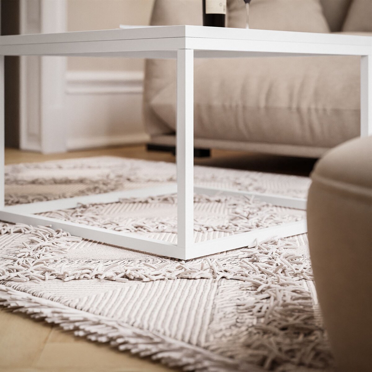 Stolik kawowy YOSHI 60 cm biały czarny połysk