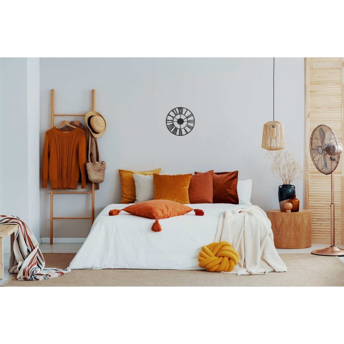 Zegar ścienny z cyframi rzymskimi, Ø 37 cm