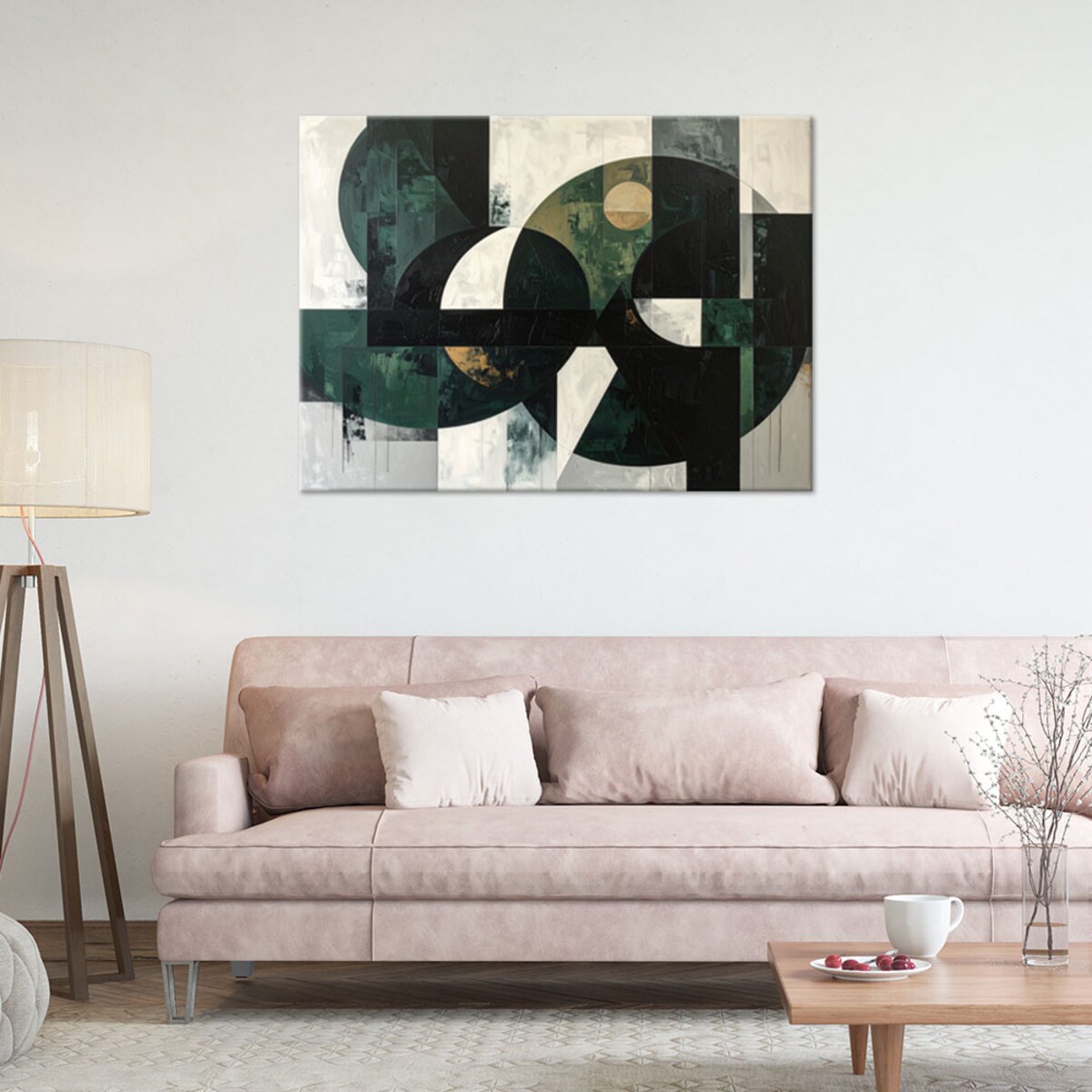 Obraz do salonu sypialni biura, Abstrakcja kształty geometryczne zielony