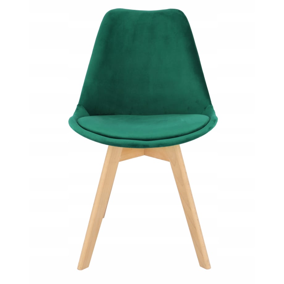 Krzesło tapicerowane welurowe BARI zielone