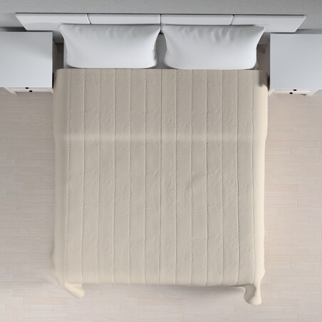 Narzuta pikowana w pasy 130x210 naturalny len