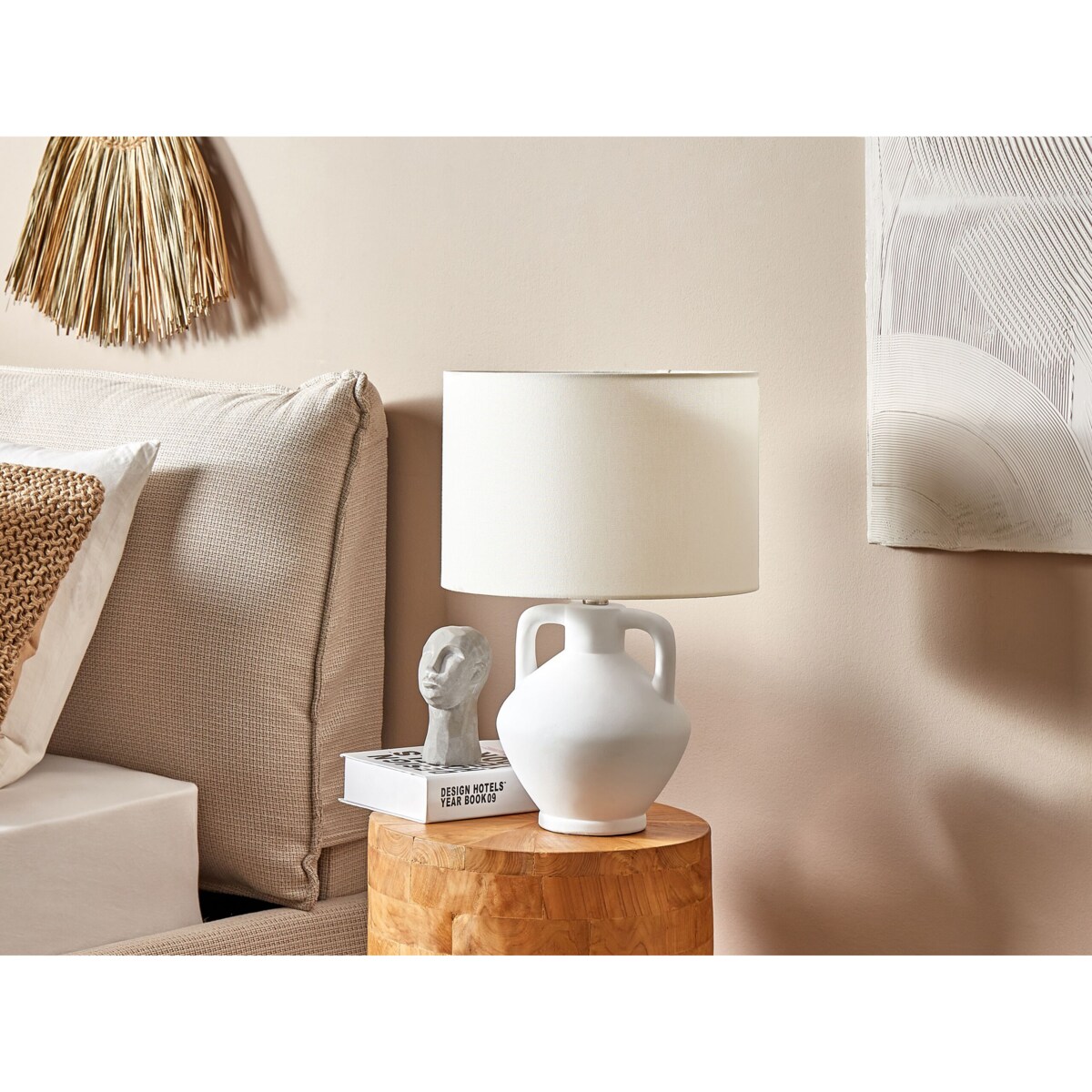 Lampa stołowa ceramiczna biała LABRADA