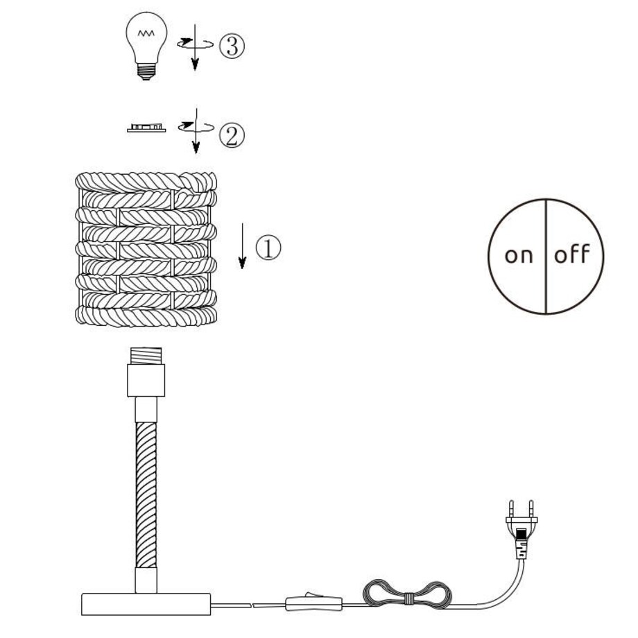Stojąca LAMPKA stołowa HALIA 15679T Globo nocna LAMPA marynistyczna lina beżowa