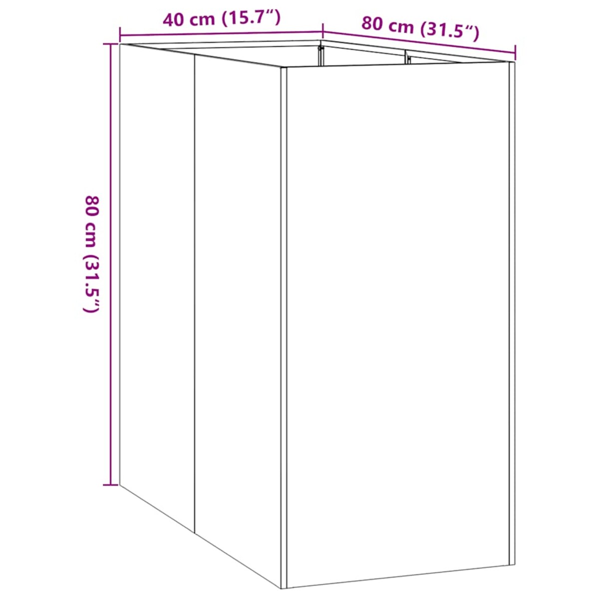 vidaXL Doniczka 40x80x80 cm Stal nierdzewna