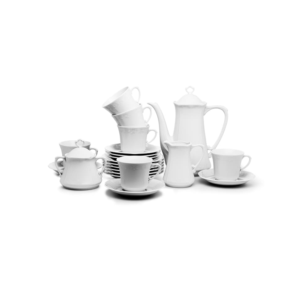 Garnitur do kawy dla 12 osób 39 el. Kamelia Biała C000