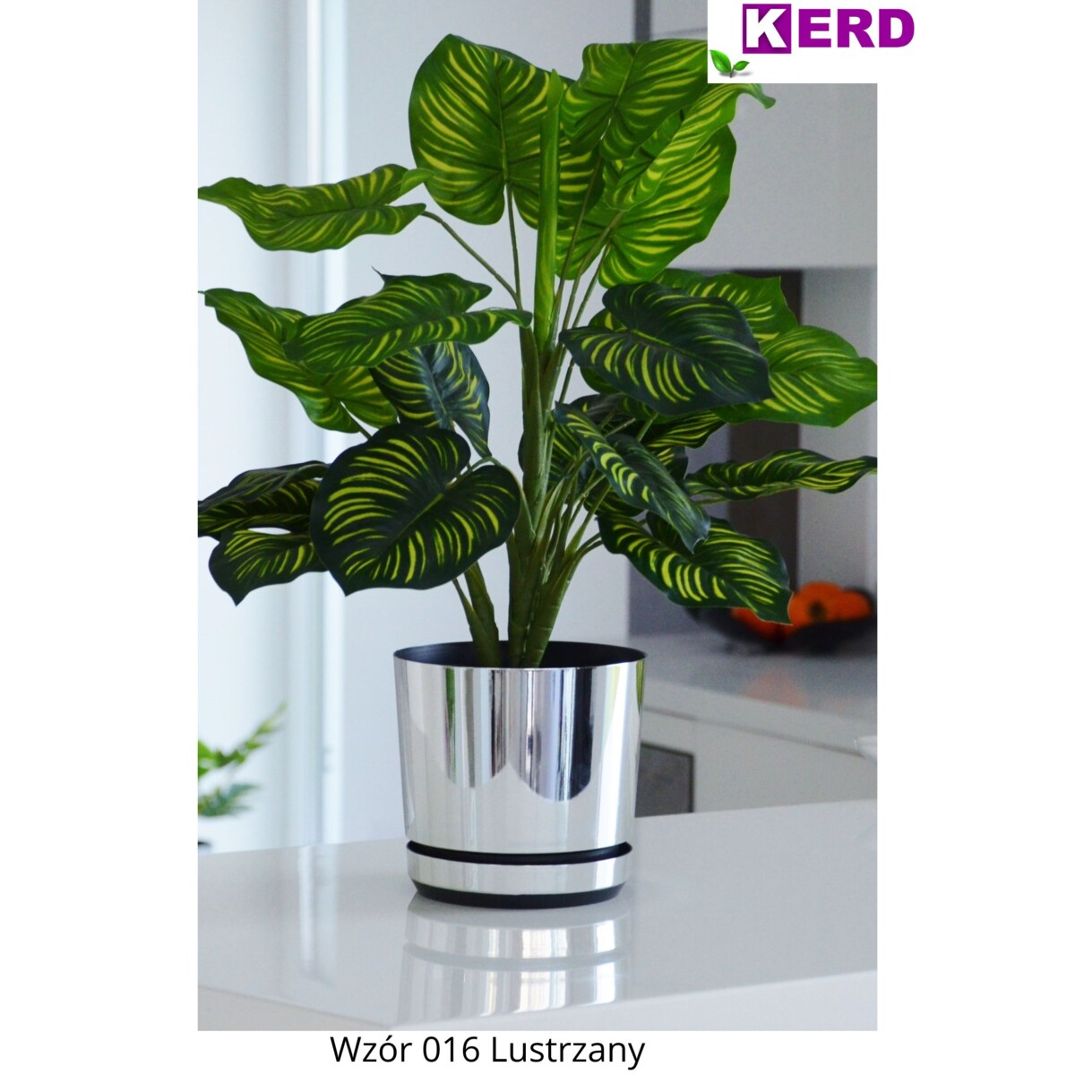 12 cm wzór LUSTRZANY Doniczka z podstawką glamour elegancka efekt lustra wysoki połysk nowoczesna