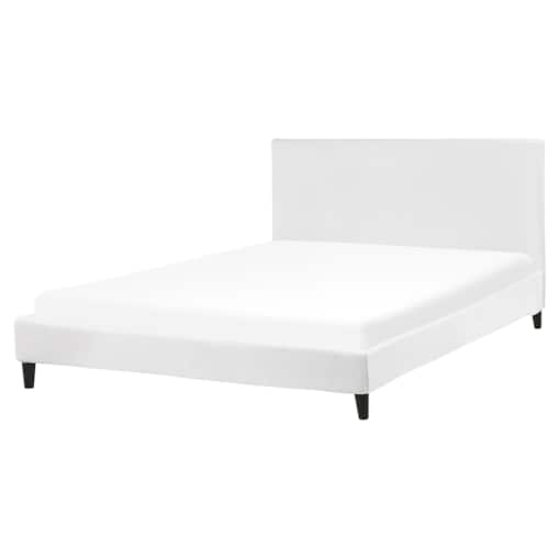 Łóżko welurowe 160 x 200 cm białe FITOU