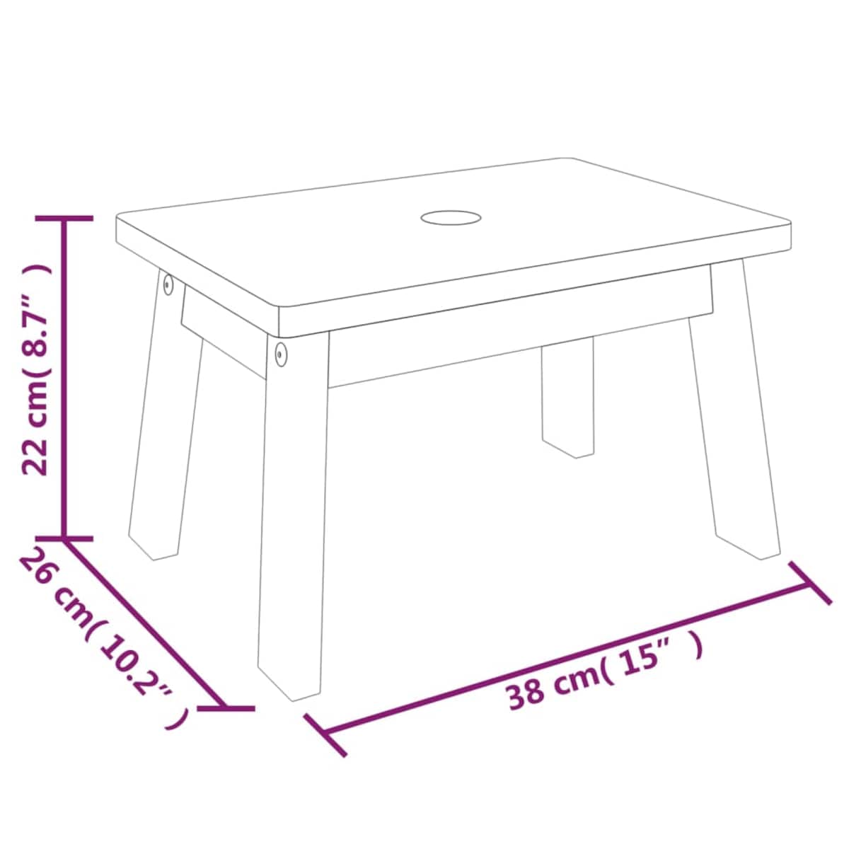 vidaXL Schodek, 38x26x22 cm, lite drewno akacjowe