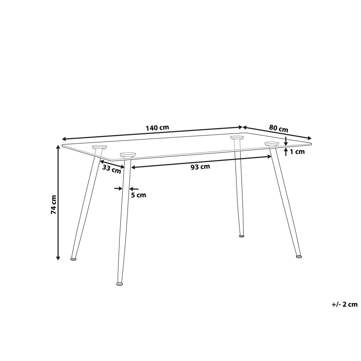 Stół do jadalni szklany 140 x 80 cm MIDLAND