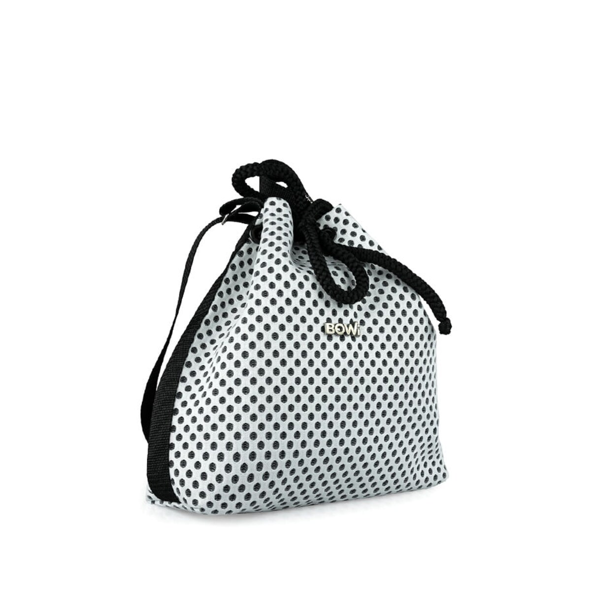 Torba na ramię w grochy z kieszonką i sznurkiem do ściągnięcia