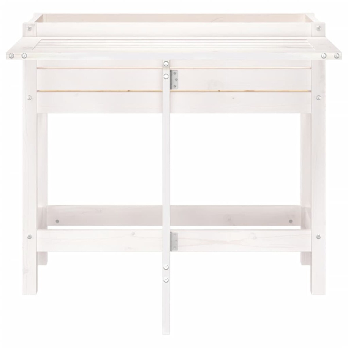 vidaXL Donica ogrodowa ze składanym blatem, biała, lite drewno sosnowe