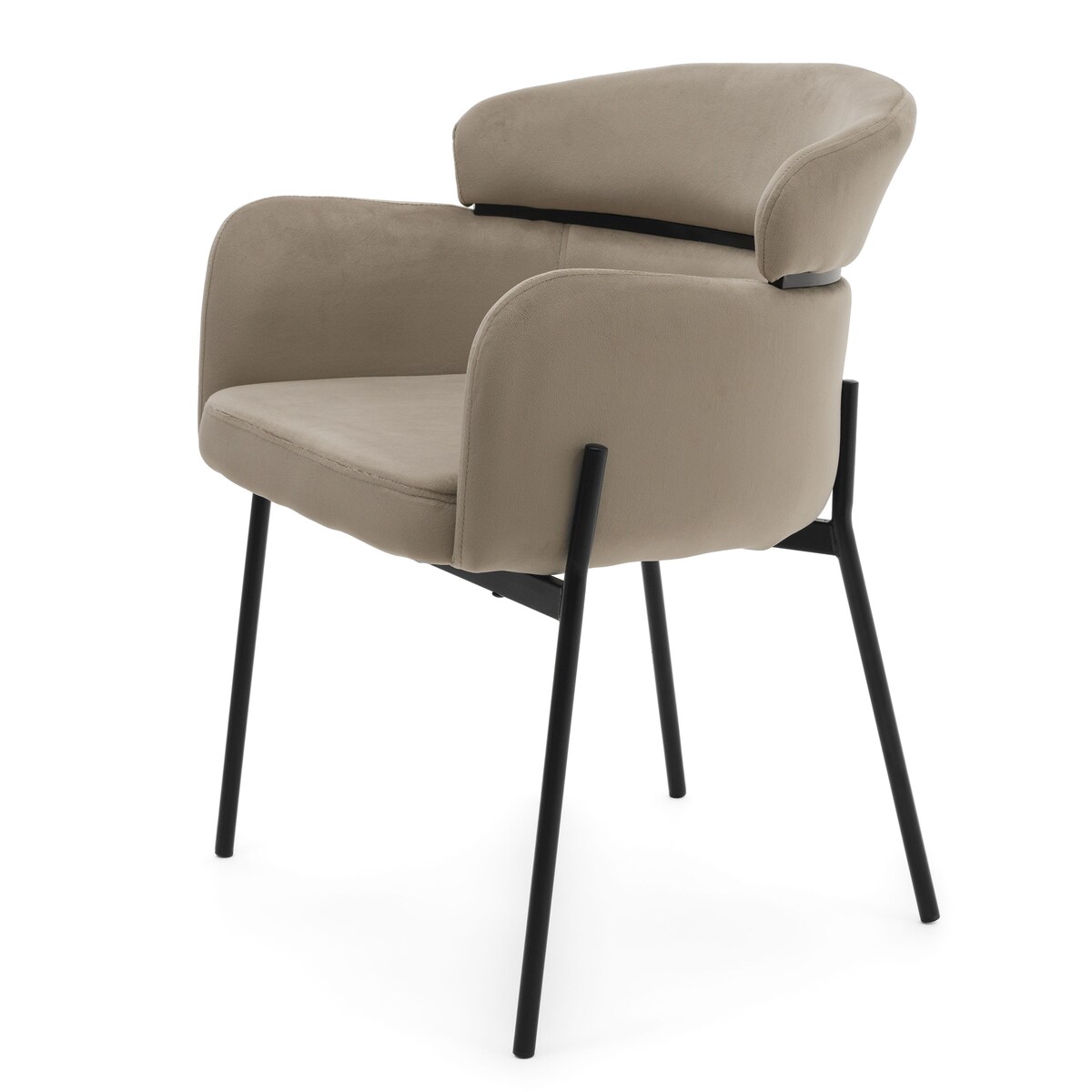 Krzesło tapicerowane welurowe do salonu BOLZANO ciemnobeżowe