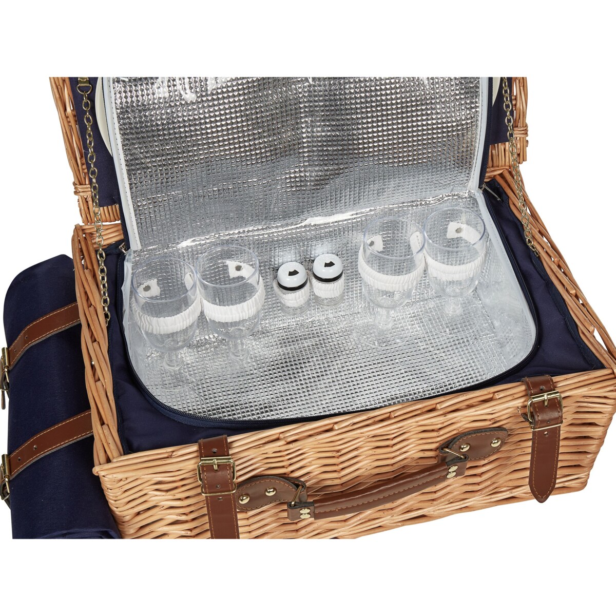 Kosz piknikowy z wikliny dla 4 osób naturalny CREPES