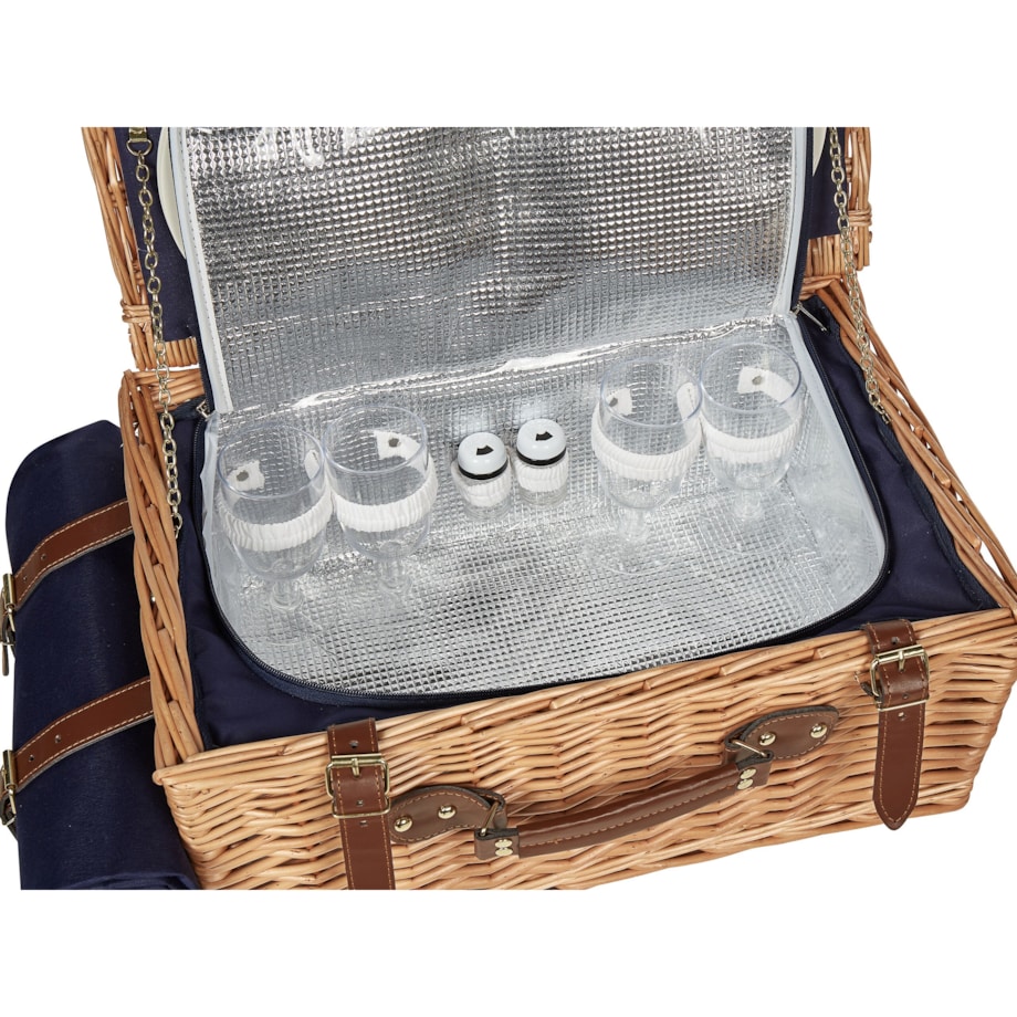 Kosz piknikowy z wikliny dla 4 osób naturalny CREPES