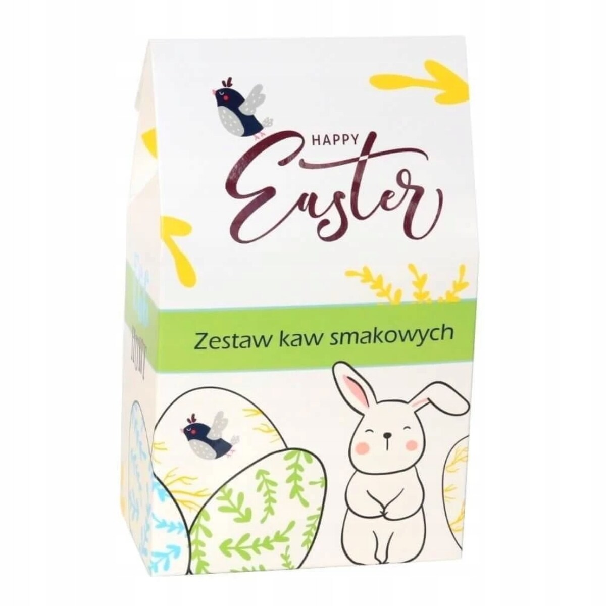 Box HAPPY EASTER zestaw kaw smakowych i herbat liściasych z zaparzaczem - paczka kosz upominek prezent na Wielkanoc Zajączka dla kobiety faceta