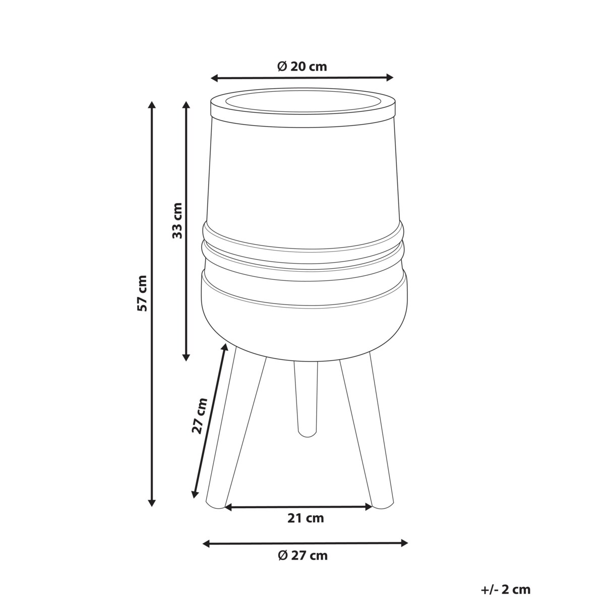 Doniczka na stojaku 27 x 27 x 57 cm szaro-beżowa ARISAEMA