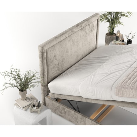 Łóżko tapicerowane SALMA 160x200 z pojemnikiem, Beż, tkanina Lotta 30