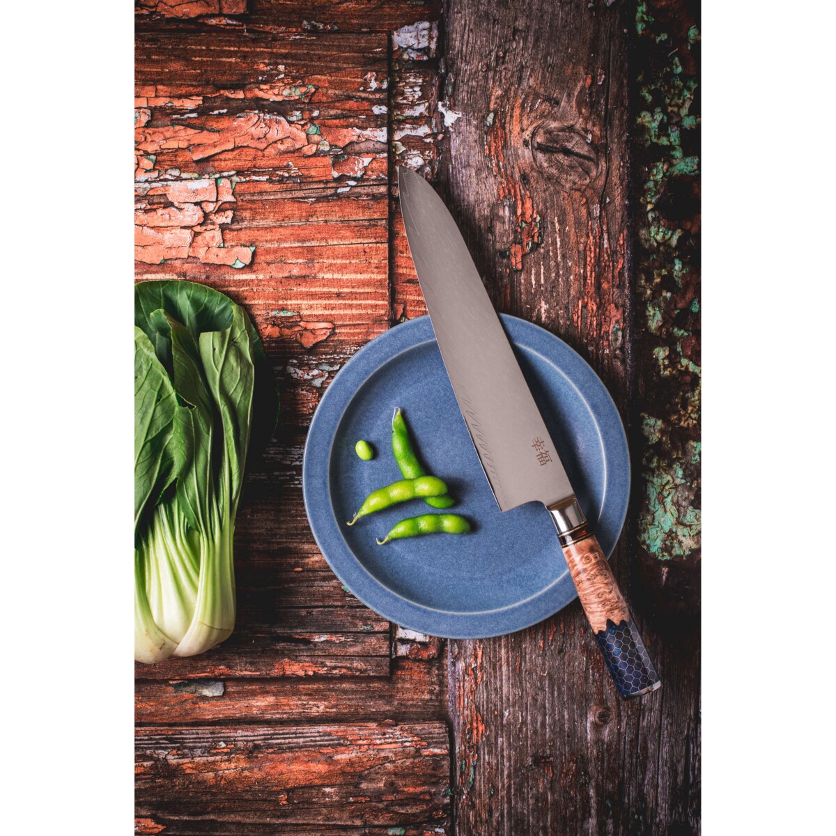 Japoński nóż szefa kuchni Koufuku w pudełku prezentowym Stal damasceńska AUS-10 Profesjonalny nóż