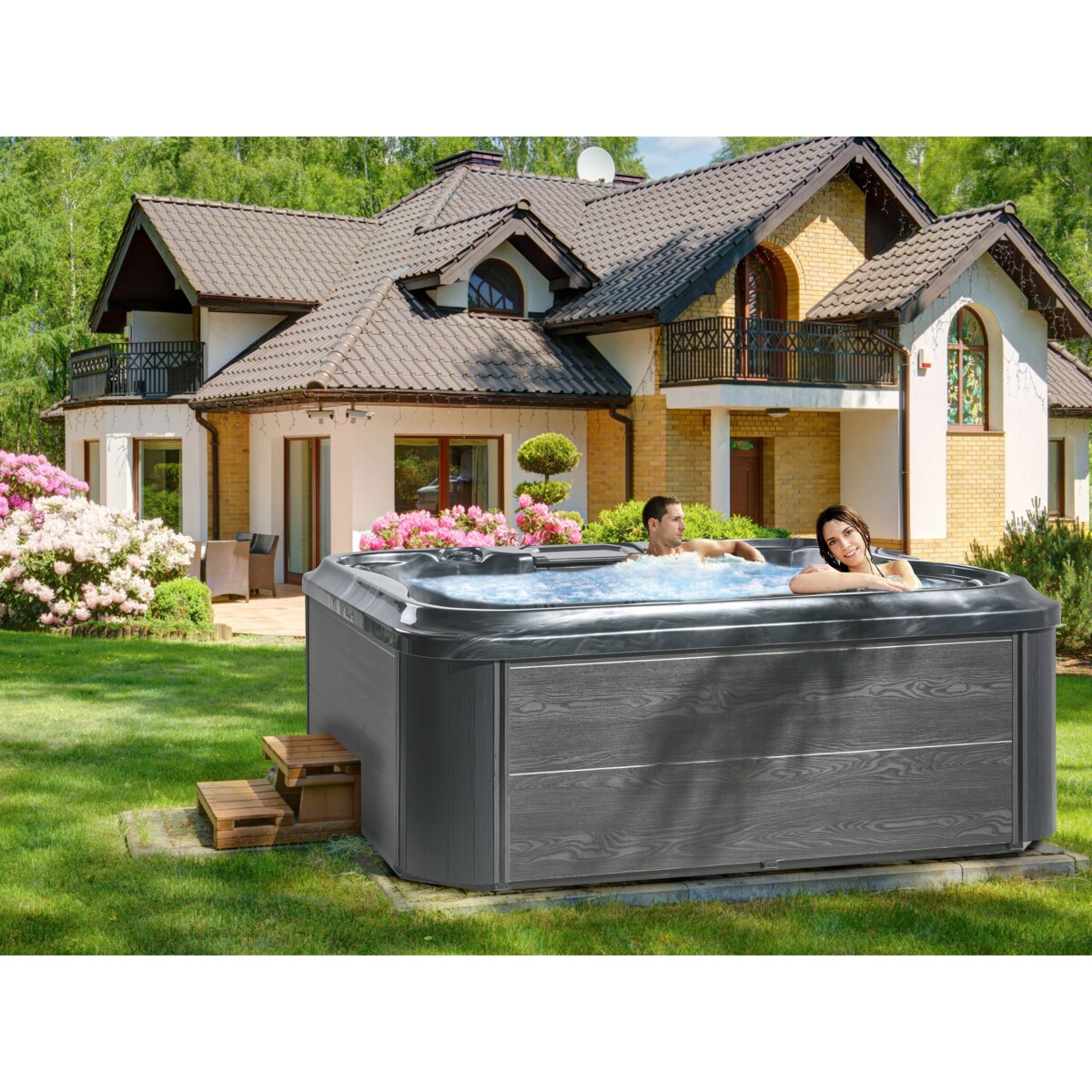 Wanna ogrodowa z hydromasażem szara ARCELIA