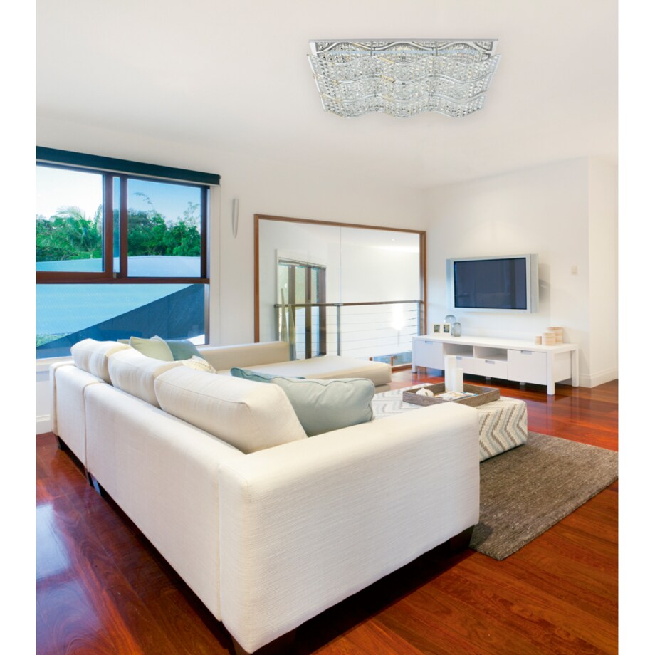 Lampa Sufitowa BRITOP Lighting 1xLED 24W Eleganckie Połączenie Chromu z Transparentnymi Kryształami, 1 szt.