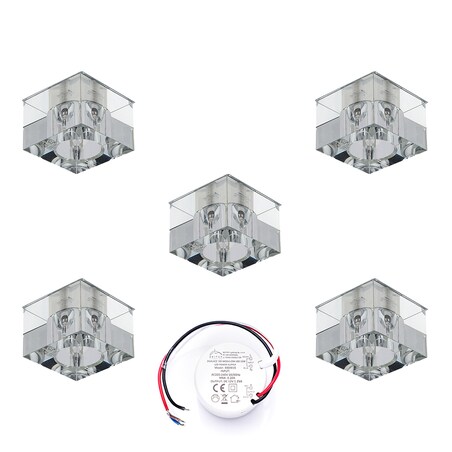 Zestaw Oczek Sufitowych BRITOP Lighting 5xG4 LED 2,3W z zasilaczem, Transparentne Szkło, Polski Producent 5 szt.