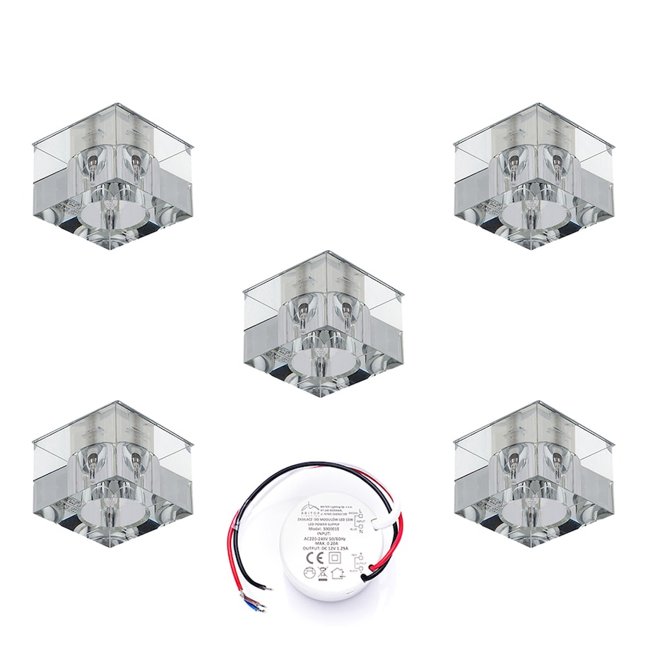Zestaw Oczek Sufitowych BRITOP Lighting 5xG4 LED 2,3W z zasilaczem, Transparentne Szkło, Polski Producent 5 szt.