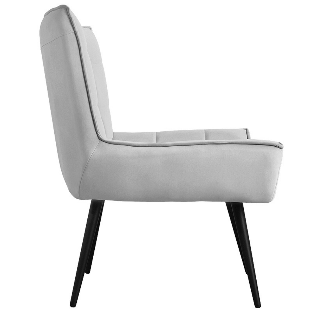 Fotel uszak tapicerowany welurowy wygodny z czarnymi nogami do salonu szary
