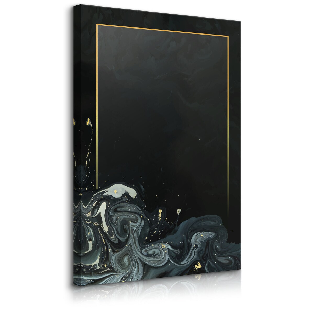 Obraz Abstrakcyjne Czarne Fale Złoto Marmur 30x40cm