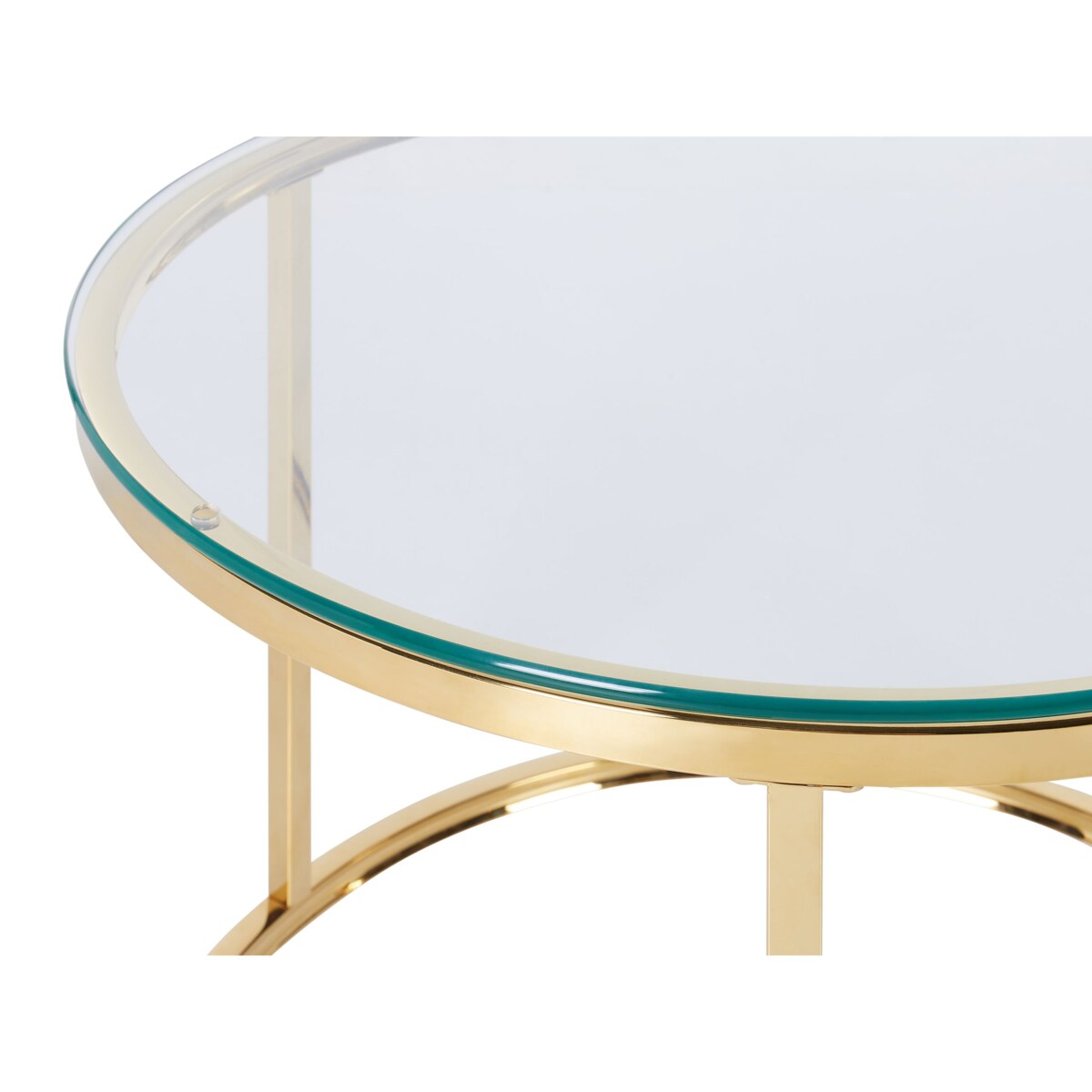 Zestaw 2 stolików kawowych GRANGE Szkło hartowane Złoty