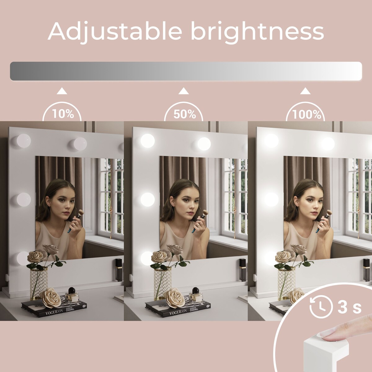 Toaletka MADA z lustrem i oświetleniem biały mat