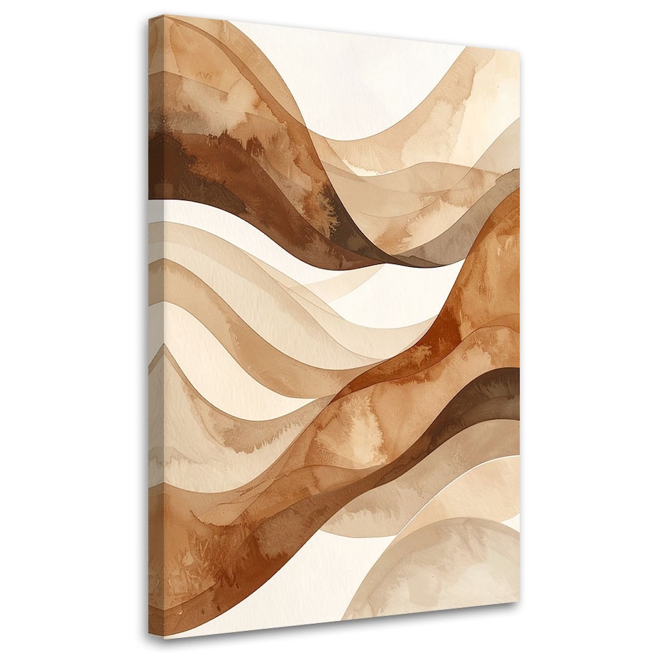 Obraz do salonu sypialni biura loftu, Abstrakcja fale linie beżowy